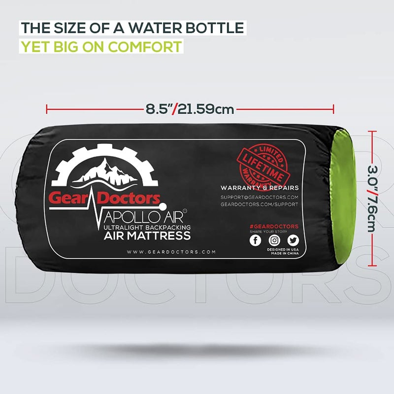 Gear Doctors ApolloAir 5.2 R-Value [17oz] Ultralight Insulated Inflatable Camping Sleeping Pad â€” Backpacking Sleeping Pad â€” Camping Mattress Compact Lightweight for Hikingâ€”Air Mattress for Backpacking - Image 3